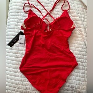 La Blanca Bright Red Underwire One Piece Bathing Suit